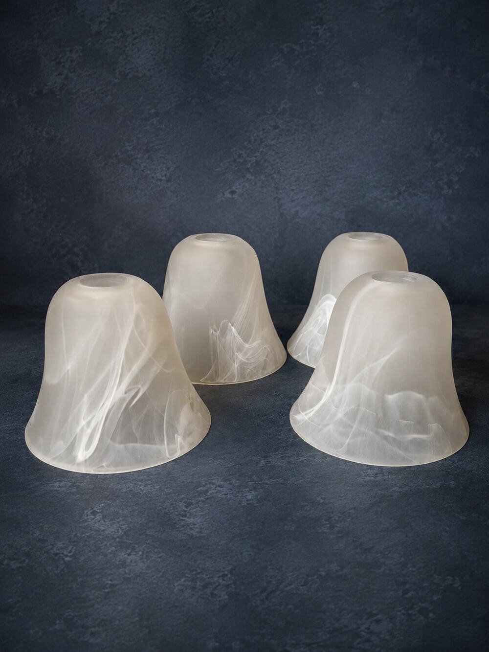 Portfolio Set of 4 Alabaster Glass Bell Pendant Shades no-neck N635A1 1/8 mouth